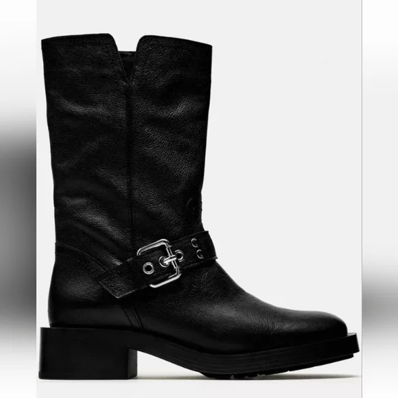 ブート #ZARA Zara | Shoes | Zara Black Leather Combat Moto Boots